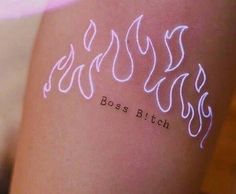 Badass Tattoos For Women, Womens Tattoos, Empowering Tattoos, Pink Tattoo, Flame Tattoos, Muster Tattoos, Fire Tattoo