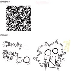 a qr code is shown above an image of a cartoon character with the word clovey on it