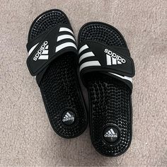 Brand New Adidas Sport Sandal Black Slip-resistant Sandals With Round Toe, Black Non-slip Sandals For Vacation, Black Non-slip Sandals For The Beach, Black Round Toe Flip Flops With Rubber Sole, Black Slip-on Flip Flops For Beach, Black Non-slip Flip Flops For Vacation, Black Non-slip Slippers For Beach, Non-slip Black Flip Flops For Vacation, Black Slip-resistant Slip-on Slippers