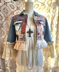 This Gender-Neutral Adult Jackets & Coats item by PinkWaterShop has 31 favorites from Etsy shoppers. Ships from France. Listed on Jul 4, 2024 Jacket Upcycle, Boho Denim Jacket, Upcycle Dress, Funky Clothes, Magnolia Pearl Clothing, Upcycled Jackets, Stevie Nicks Style, Bohemian Jackets, Boho Denim