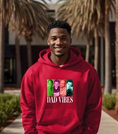 Retro 90's Dad Vibes Hoodie, Sitcom Dad Hoodie, Dad Vibes, Best Dad Ever Hoodie, Happy Father's Day Hoodie, Papa Vibes, Retro Dada Hoodie Product Features GILDAN product features 50% cotton/50% polyester Heather Sport 60P/40C Double-needle stitching at shoulder, armhole, neck, waistband and cuffs 1x1 rib with spandex Air jet yarn for softer feel and reduced pilling Tear away label How Do I Order 1- Please review all the information provided before placing an order 2- Select the item type and siz Pop Culture Fan Merchandise Hoodie For Winter, Best Dad Ever, Happy Father's Day, Retro 90s, Happy Fathers Day, Sweat Shirt, Fathers Day, Favorite Outfit, Father's Day