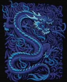 a cross stitch pattern with a dragon on it