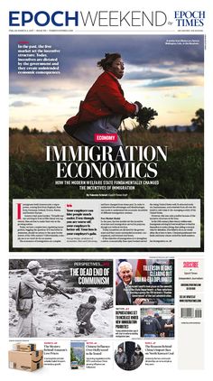 the front page of a newspaper with an image of a man in red jacket holding a plant