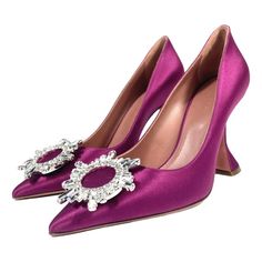 Nwt Amina Muaddi Begum Magenta Satin Crystal Heels, Size 38, Retail Price Paid $1,245 + Tax Amina Muaddi "Begum" Satin Pumps With Crystal Ornament 3.75 In / 95 Mm Pedestal Stiletto Heel Pointed Toe Slip-On Style Leather/Rubber Outsole Lining: Leather Made In Italy Silver Formal Court Shoes With Padded Heel, Formal Silver Court Shoes With Padded Heel, Silver High Heel Court Shoes With Heel Strap, Silver Formal Court Shoes, Formal Silver Court Shoes, Elegant Silver Court Shoes With Heel Strap, Silver Fitted Court Shoes For Formal Occasions, Silver Court Shoes With Heel Strap For Party, Silver Ankle Strap Court Shoes For Formal Occasions