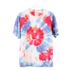 Vintage multicoloured Fruit Of The Loom T-Shirt - mens large Pre-washed Tie Dye T-shirt For Summer, Faded Pre-washed T-shirt For Summer, Vintage Tie Dye T-shirt For Summer, Bleached Multicolor Graphic Tee, Vintage Hand-dyed Short Sleeve T-shirt, Vintage Style Hand Dyed Short Sleeve T-shirt, Pre-washed Tie Dye T-shirt With Crew Neck, Vintage Hand Dyed Cotton T-shirt, Red Hand Dyed Short Sleeve T-shirt