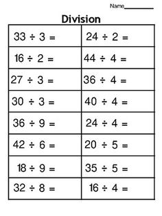 division worksheet with two digit numbers