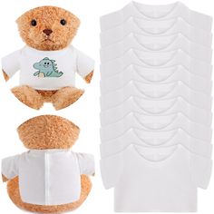 PRICES MAY VARY. Package Contains: you will receive 10 pieces plush bear shirt, made of soft knit fabric, classic sytle and sufficient quantity, make them a perfect gift for any stuffed animal lover or bear collector. Note: the bear is not included in the package Easy to wear: our stuffed bear clothes feature a slightly larger design for easier on and off, perfect size for 14-18 inch stuffed dolls Easy to match: the stuffed animal Tshirt with crew neck and solid color is simple but classic, matc Making A Bear Out Of A Shirt, Teddy Bear Shirt, Tshirt Teddy Bear Pattern, Teddy Bear Shirt Design, Teddy Bear Memory Shirt, Toy Packaging, Blank T Shirts, Bear Shirt, Bear T Shirt