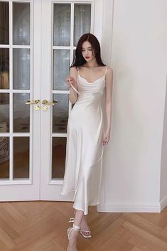 Ivory Dress/ Silk Dress/ Slip Dress/ Summer Dress/ Engagement - Etsy Silk Dresses Outfit, Slip Dress Outfit, White Satin Dress, White Silk Dress, White Slip Dress, White Bridesmaid Dresses, Engagement Dress, Ivory Dress, Silk Dress Long