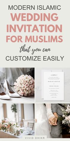 the cover of modern islamic wedding invitation for muslims that you can customize easily