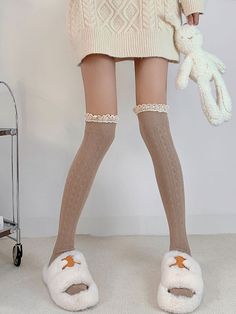 This price is for a pair of stockings, others are not included. Cute Stretch Stockings For Winter, Cute Stretch Winter Stockings, Beige Thigh High Stockings For Winter, Beige Thigh-high Stockings For Winter, Beige Stretch Stockings For Winter, Elegant Knee-high Winter Stockings, Stretch Beige Stockings For Winter, Winter Beige Stockings, Aesthetic Shoes