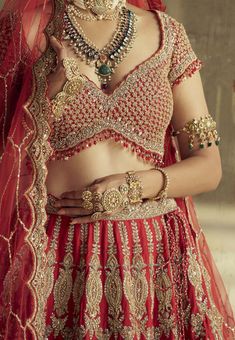 Exude glamour in this red raw silk lehenga choli adorned with tissue appliqué and dori work, highlighted with dabka, beads, crystals, and sequins. It comes with a heavy all-over embroidered net dupatta. Dori Work, Silk Lehenga Choli, Raw Silk Lehenga, Red Lehenga, Embroidered Lehenga, Indian Wedding Wear, Wedding 2024, Trendy Blouses, Silk Lehenga