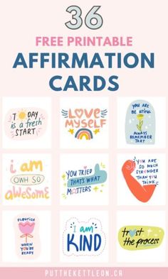 the free printable affirmation cards for kids