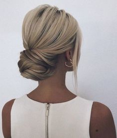 Wedding Buns Low, Wedding Hairstyles From The Front View, Old Hollywood Waves Wedding Hair, Modern Updo Wedding, Wedding Loose Bun, Classy Wedding Bun, Elegant Wedding Bun, Bridesmaid Hair Inspiration, Simple Bun Wedding Hair