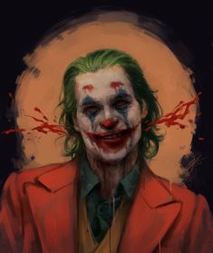 a painting of the joker with green hair