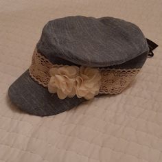 By Wilson's Leather, Very Trendy, Complements Any Outfit. Chic Spring Cap Hat, Chic Adjustable Cotton Hat, Gray Cap For Spring, Gray Spring Cap, Vintage Denim Hat For Spring, Gray Cotton Spring Hats, Cotton Hats For Spring Day Out, Spring Gray Cotton Hats, Spring Cotton Hats For Day Out