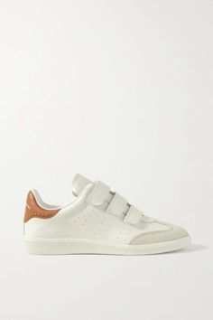 Isabel Marant's 'Beth' sneakers are inspired by traditional tennis shoes. Made from leather and trimmed with light-gray suede across the toes, they have gummed rubber soles, perforated sides and VELCRO® straps to enhance the retro feel. Isabel Marant Beth Sneakers Outfit, Net A Porter Sneakers, Isabel Marant Shoes, Wedding Sneakers, Chic Sneakers, Velcro Sneakers, French Girls, French Women, Sneakers Outfit