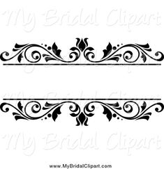 two black and white wedding borders with swirls on each side, one is for the bride