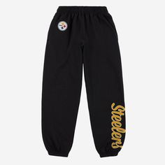 These Pittsburgh Steelers Women's Script Wordmark Team Color Sweatpants are ready to join your wardrobe and flip the script when it comes to fresh, fashionable fan comfort. Features All-over, team-colored design so you can rep the team in style Team logo display on upper right leg, in case there were any doubts where your allegiances lie Script wordmark team name display on lower left leg so you can show off some team pride with every stride Side pocket so you can carry your phone, wallet, or a Flip The Script, Logo Display, The Script, Team Names, Phone Wallet, Pittsburgh Steelers, Side Pocket, Team Colors, Pittsburgh