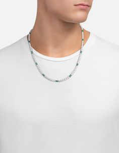 Embrace summer's warmth with the Cash Necklace, where pearls and agate beads come together in a stylish, contemporary 21 inch necklace. Lapis Necklace, Chain Anklet, Cuff Earrings, Silver Chain Necklace, Necklace Sterling Silver, Agate Beads, Come Together, Leather Chain, Men Necklace