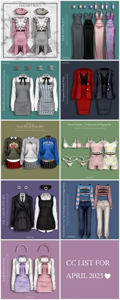 several different types of clothes are shown in this graphic style, with the names below them