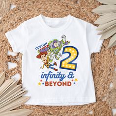 personalized birthday shirt for two year old boy with buzz lightyear and toy story characters