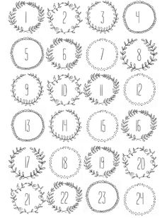 printable numbers and wreaths for each number