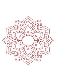 a red and white drawing of a flower