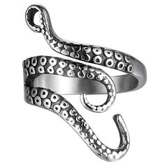 PRICES MAY VARY. Ring Size: Our octopus ring fits most fingers among 5.5-7.5(US Size). Adjustable Opening Band Ring fits for most finger size. Popular Silver color. Package:1pcs. Premium Material: This vintage punk ring for men is made of high-grade titanium stainless steel, anti-allergic, eco-friendly and non-toxic. Applying premium electroplating technique, not easy to fade, shining bright and natural metal luster. Fashional Style: The vintage ring - octopus cuttlefish squid shape, tail-design Octopus Decor, Octopus Gift, Octopus Ring, Octopus Design, Claw Ring, Style Hip Hop, Vintage Punk, Trendy Ring, Estilo Hip Hop