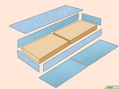 a bed frame with two drawers on each side and the bottom section missing from it