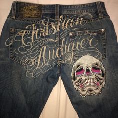 Y2k Pants, Christian Audigier, Cute Pants, Cute Jeans, Edgy Outfits