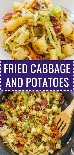 fried cabbage and potatoes with bacon