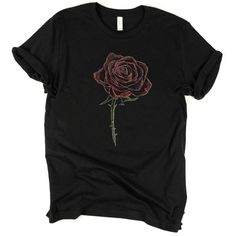 Did you know that the rose has been considered a flower of love, sympathy, or sorrow for hundreds of years?  And this shirt, unlike roses, won't wilt--making it the perfect gift to show someone you care!-------------- Every item sold plants 1 tree- Eco-Friendly shirts-------------- 100% combed and ring-spun cotton (heather colors contain polyester)- Soft, stretchy material--not heavy or rigid- Fabric weight: 4.2 oz (142 g/m2)- Shoulder-to-shoulder taping- Side-seamed-------------- Unisex Fit- It Casual Rose Print Tops In Rose Color, Casual Rose Print Tops, Casual Rose Tops With Rose Design, Rose Shirt Design, Rose Color Crew Neck Top With Rose Print, Rose T Shirt Design, Rose Tshirt, Flower Of Love, Black Cotton T-shirt With Rose Print