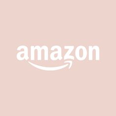 the amazon logo is shown on a pale pink background with white lettering that reads,