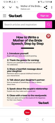 a cell phone screen with the text how to write a my speech step by step