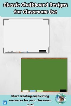 a whiteboard with green writing on it and the words class board designs for classroom use