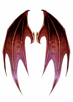 two red dragon wings on a white background