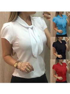 DESCRIPTION SKU: DR2000A694 Brand Name: Vvhou Material: Chiffon Thickness: Regular Sleeve length: Short sleeve Collar&neckline: Band tie neck Style: Fashion Package Included: 1*blouse Season: Summer SIZE CHART(CM) Size Shoulder Bust Length S 36 86 59 M 37 92 60 L 38 98 61 XL 39 104 62 2XL 40 110 63 3XL 41 116 64 4XL 42 122 65 5XL 43 128 66 All dimensions are measured manually with a deviation of 1 to 3cm. Non-stretch Summer Office Blouse, Non-stretch Summer Office Tops, Summer Stretch Blouse With Short Sleeves, Summer Stretch Short Sleeve Blouse, Elegant Short Sleeve Chiffon Tops, Black Chiffon Short Sleeve Blouse, Fitted Short Sleeve Blouse In Solid Color, Fitted Chiffon Office Tops, Elegant Short Sleeve Solid Color Blouse