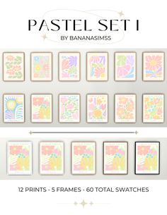 pastel set 1 by bananaassisss - 12 prints, 5 frames, 6 total swatches