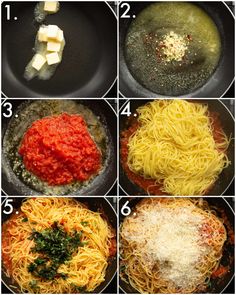 steps to make spaghetti in a skillet with cheese, sauce and parmesan