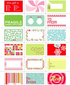 christmas gift tags with different designs on them