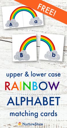 the upper and lower case rainbow alphabet matching cards