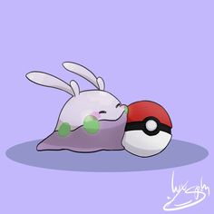 a cartoon character laying on top of a pokemon ball