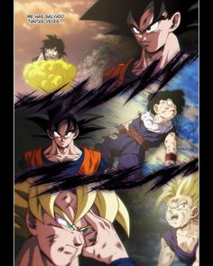 an image of the dragon and gohan characters from dragon ball zokue anime