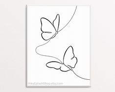 a drawing of two butterflies on a white background