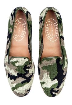 Our Classic Camo Needlepoint Slipper features a Camouflage Patterned Needlepoint Upper with an Olive Green Leather Trim. Meticulously Hand-crafted in Spain. Leather lined to provide additional support and comfort. The stacked wooden heel is .75 inches in height Leather soled. True to American sizing. Heeled Espadrilles, Camo Men, Women's Espadrilles, Wooden Heel, Womens Shoes High Heels, Sneaker Heels, Mens Slippers, Green Leather, Luxury Shoes