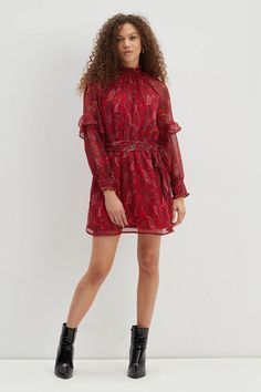 Petite Red Paisley Ruffle Mini Dress Red Paisley, Ruffle Mini Dress, Petite Dresses, Quick Delivery, Dorothy Perkins, Dress Collection, Paisley, Buy Online, Shop Now