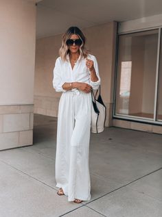 All White Linen Pants Outfit, Wide Leg Pants Outfit Spring 2023, Wide Leg White Linen Pants Outfit, Wide Leg Pants Outfit Summer, Womens Flowy Pants, Linen Pants Outfit Summer