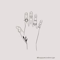 a drawing of two fingers with nail designs on them