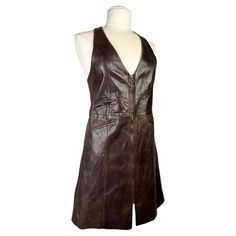 A Brown lambskin Mini-Dress Circa 1975 For Sale at 1stDibs Celine Michael Kors, Vintage Fitted Brown Mini Dress, Brown Fitted Vintage Mini Dress, Leather Tunic, Daisy Jones, Leather Dresses, The 1970s, Day Dresses, Light Brown