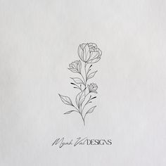 a black and white drawing of some flowers